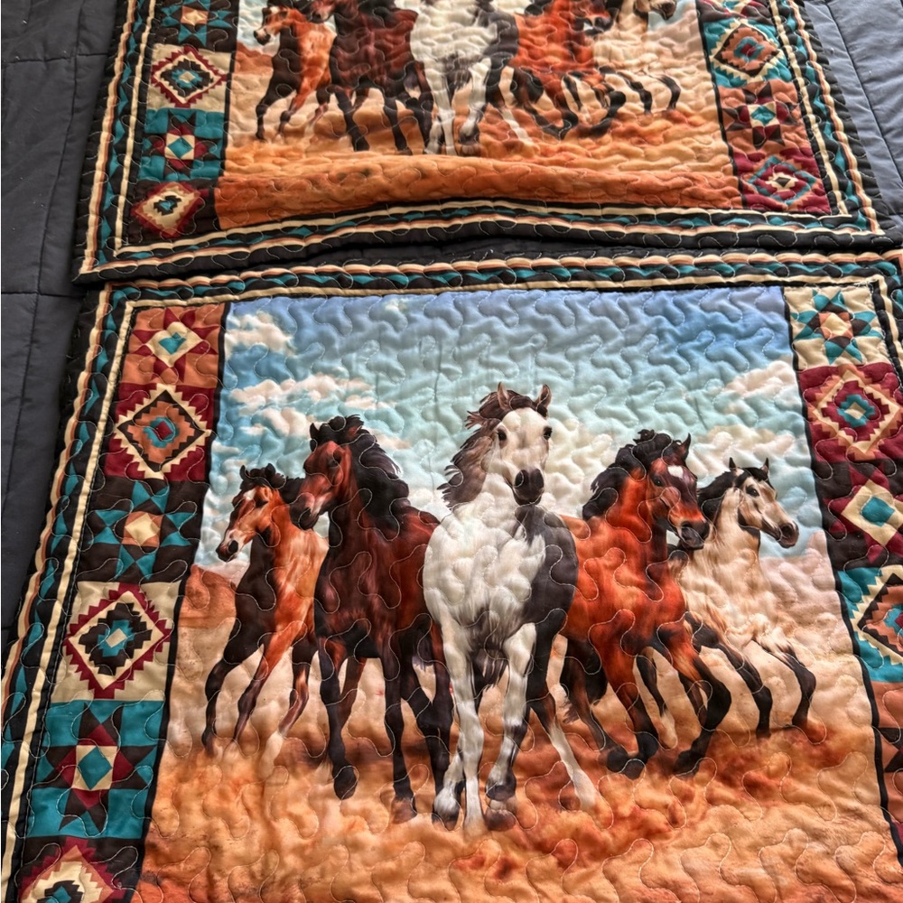 Southwest Aztec Running Horses Single Pillow Sham set of 2